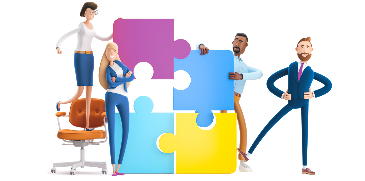 Billy und Team setzen ein Puzzle zusammen